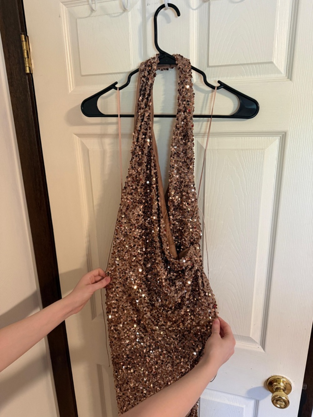 Zara Bronze Sequin Halter Maxi Dress - Picture 11 of 14